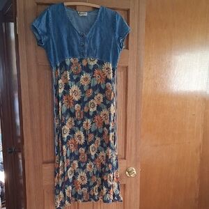 Femina Denim Dress with Floral Design